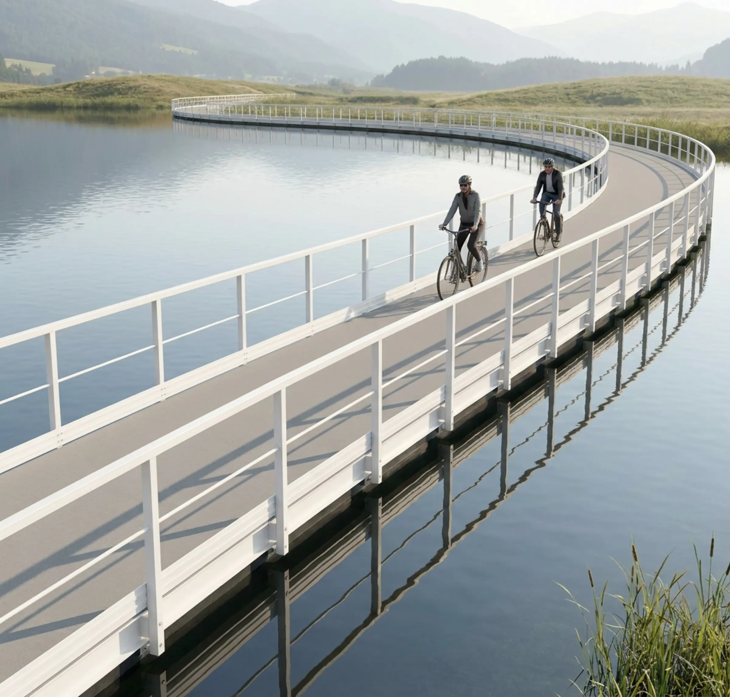Ciclabile galleggiante in PRFV su specchio d’acqua — immagine di progetto